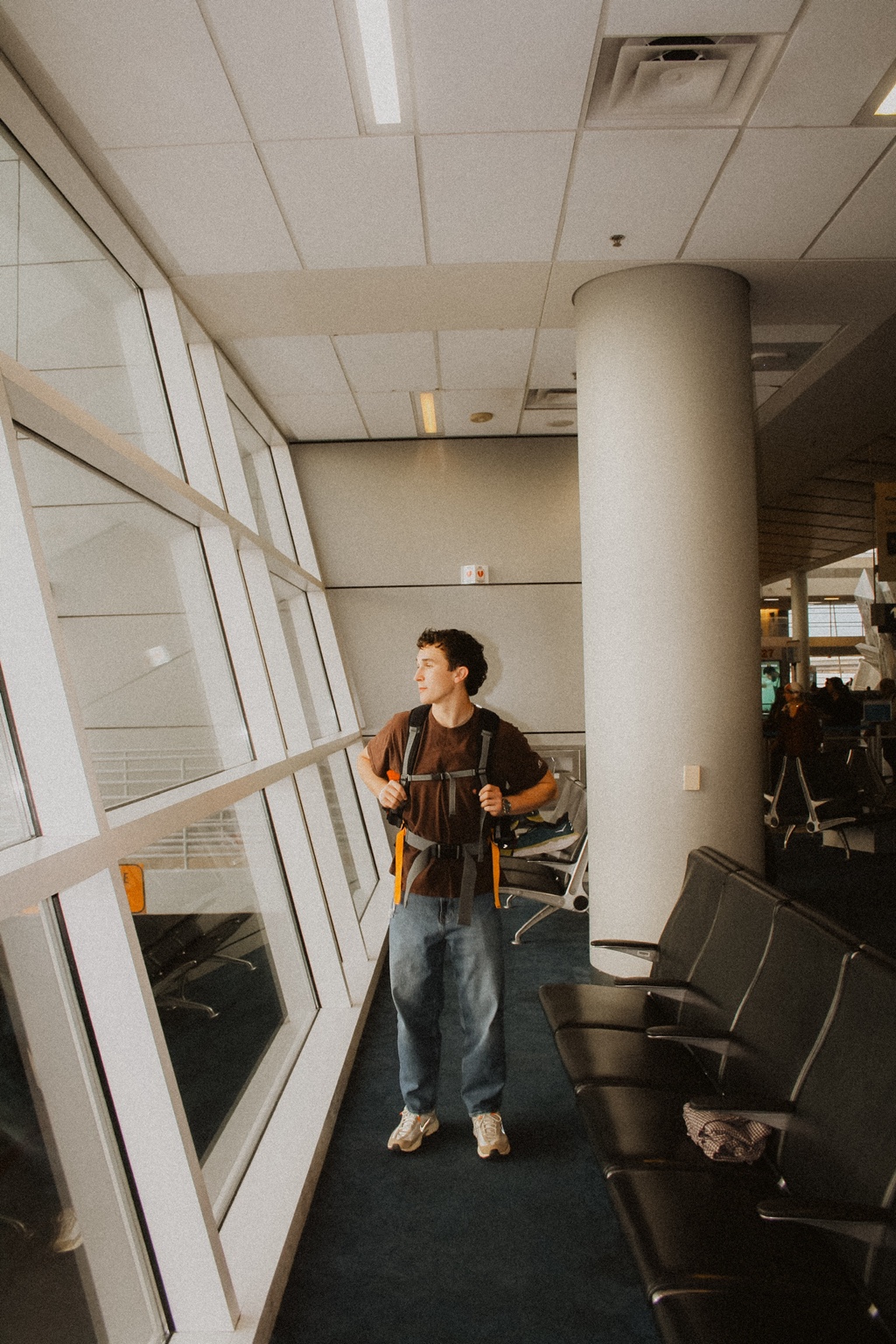 Airport portrait by the window